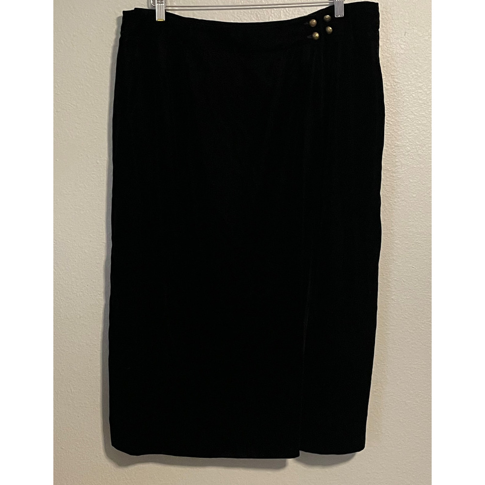 Vintage Ruff Hewn Midi Skirt Womens 18W Black Velvet Maxi High Waist Witchy 90s